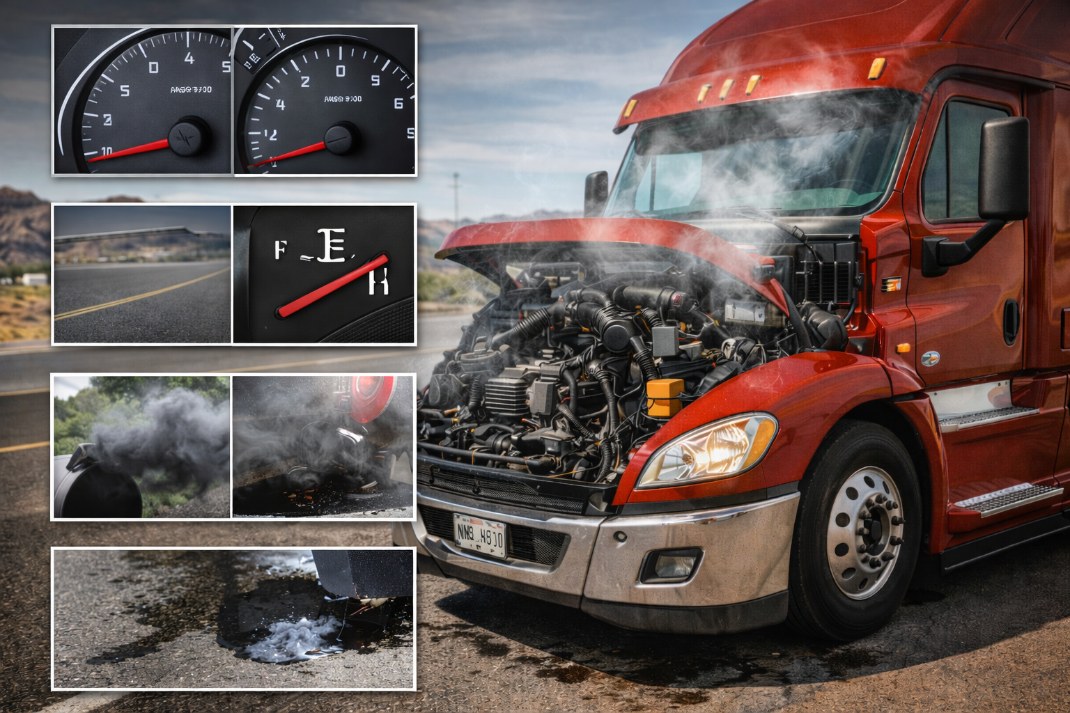 B&F Truck Repair technician performing diesel truck engine diagnostics and heavy-duty repair service in a professional truck repair shop.